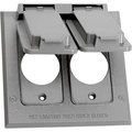 Sigma Electric Electrical Box Cover, 2 Gang, Square, Metal Die-Cast, Round Receptacle 14324